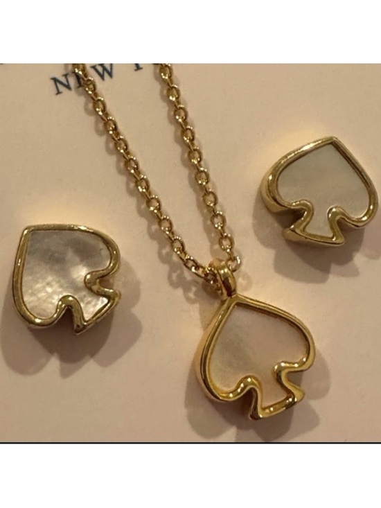 kate spade Jewelry - Kate Spade heart mother of pearl Necklace & earrings set
